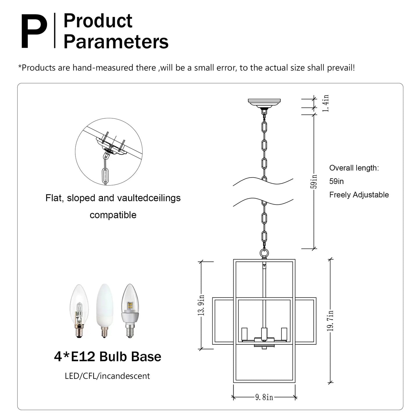 4-Light Metal Lantern Tiered Pendant Hanging Light Fixtures -Matte Black & Gold Inkedjoy
