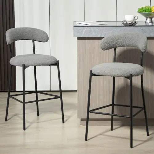 26 Counter Height Bar Stools Teddy Fabric Cover Kitchen Island Counter Bar Stool With Black Powder Coating Base And Footrest My Store