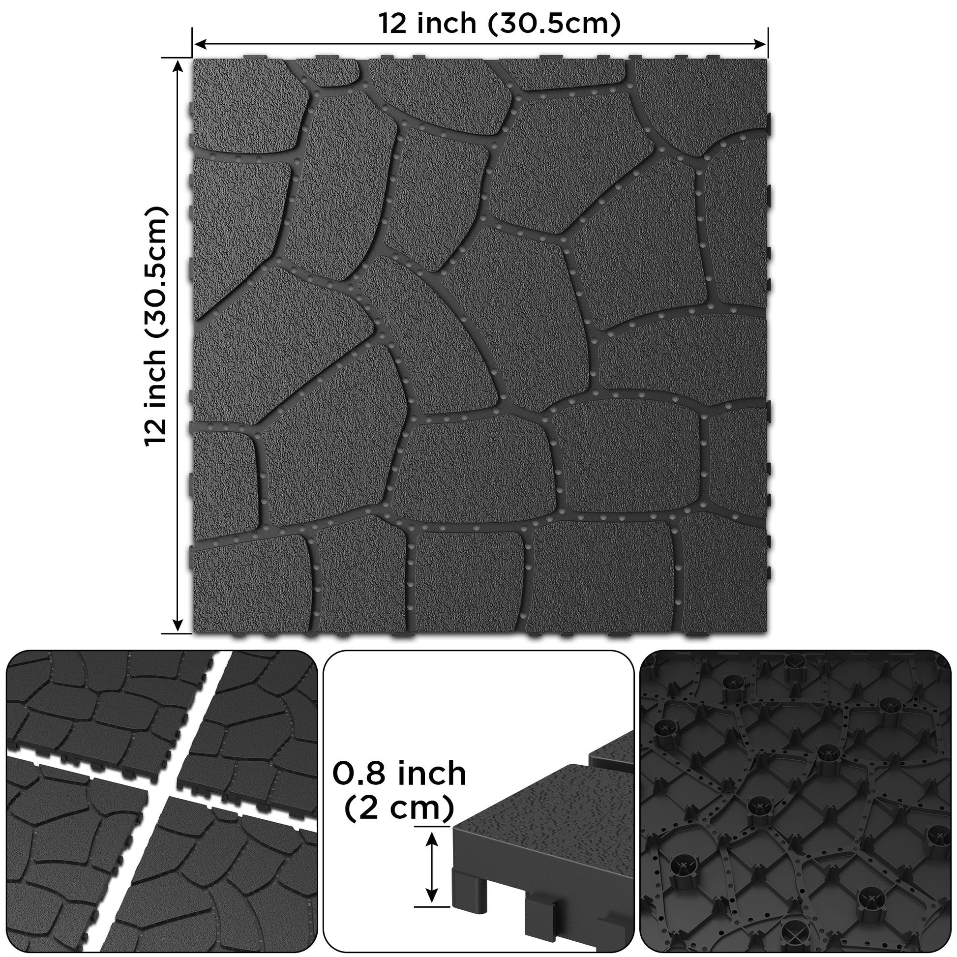 Waterproof, Wear-resistant, DIY Assembly, Garden, Courtyard, Balcony,plastic Flooring Inkedjoy