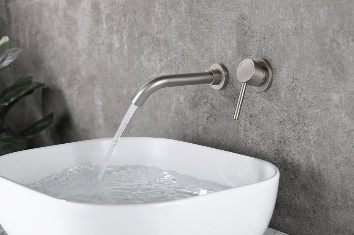 Wall Mount Faucet For Bathroom Sink Or Bathtub- Brushed Nickel Ohberri