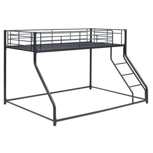 Metal Floor Bunk Bed, Twin XL Over Queen, Black My Store