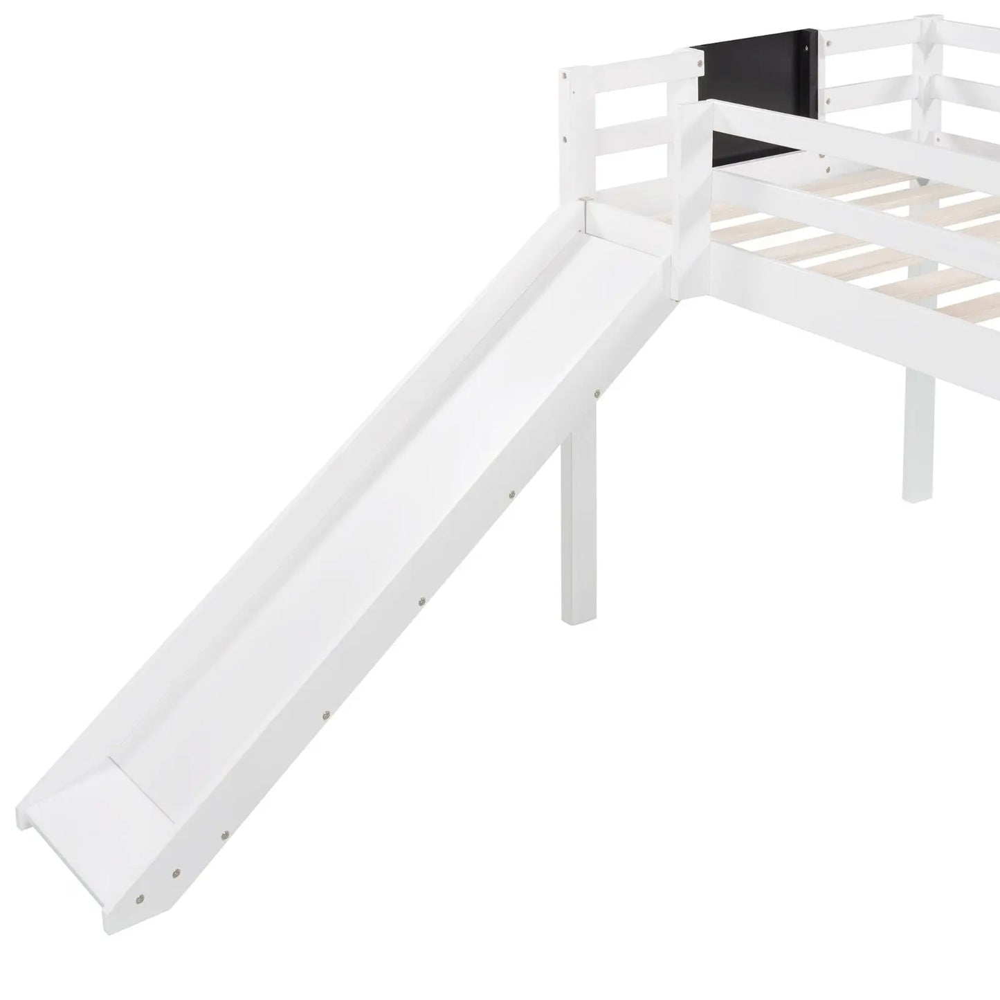 Twin Loft Bed With Slide, Stair, Chalkboard - White My Store