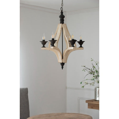 6 - Light Wood Chandelier With Adjustable Chain For Kitchen, Dining Hall Entrance My Store