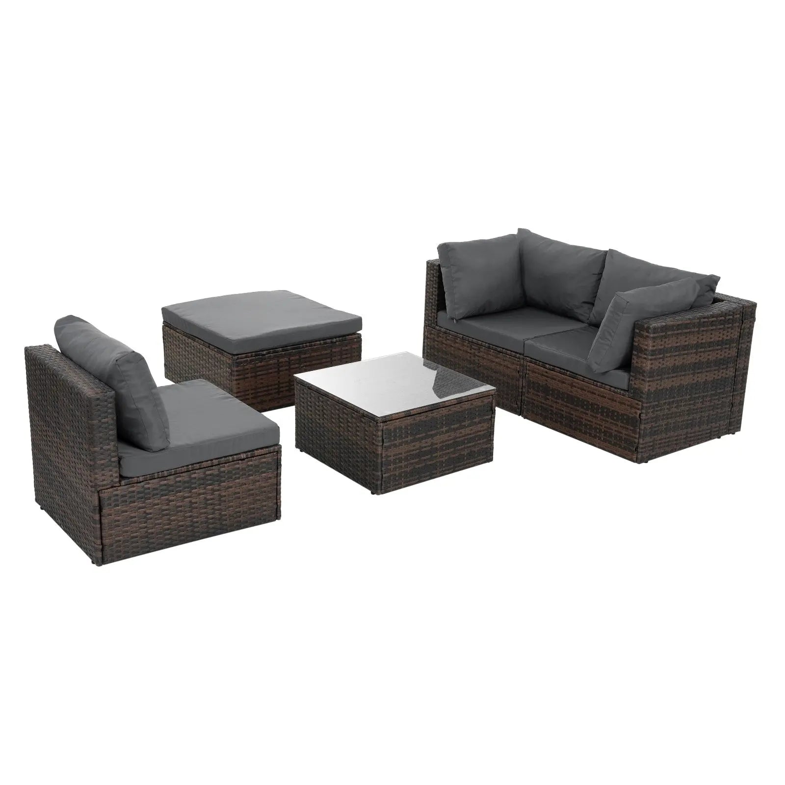 Patio Furniture, Outdoor Furniture, Seasonal PE Wicker Furniture, 5 Set Wicker Furniture With Temper My Store