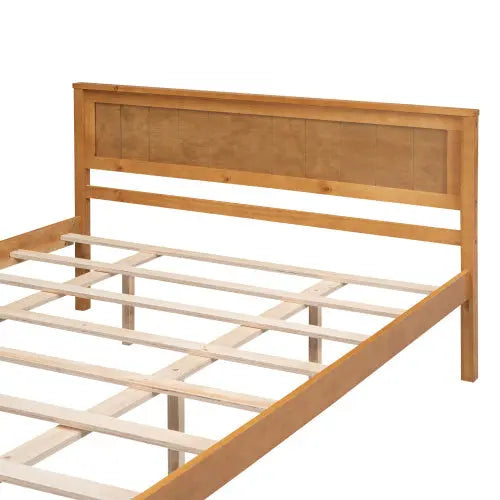 Platform Bed Frame With Headboard, Wood Slat Support, No Box Spring Needed, Queen, Oak My Store