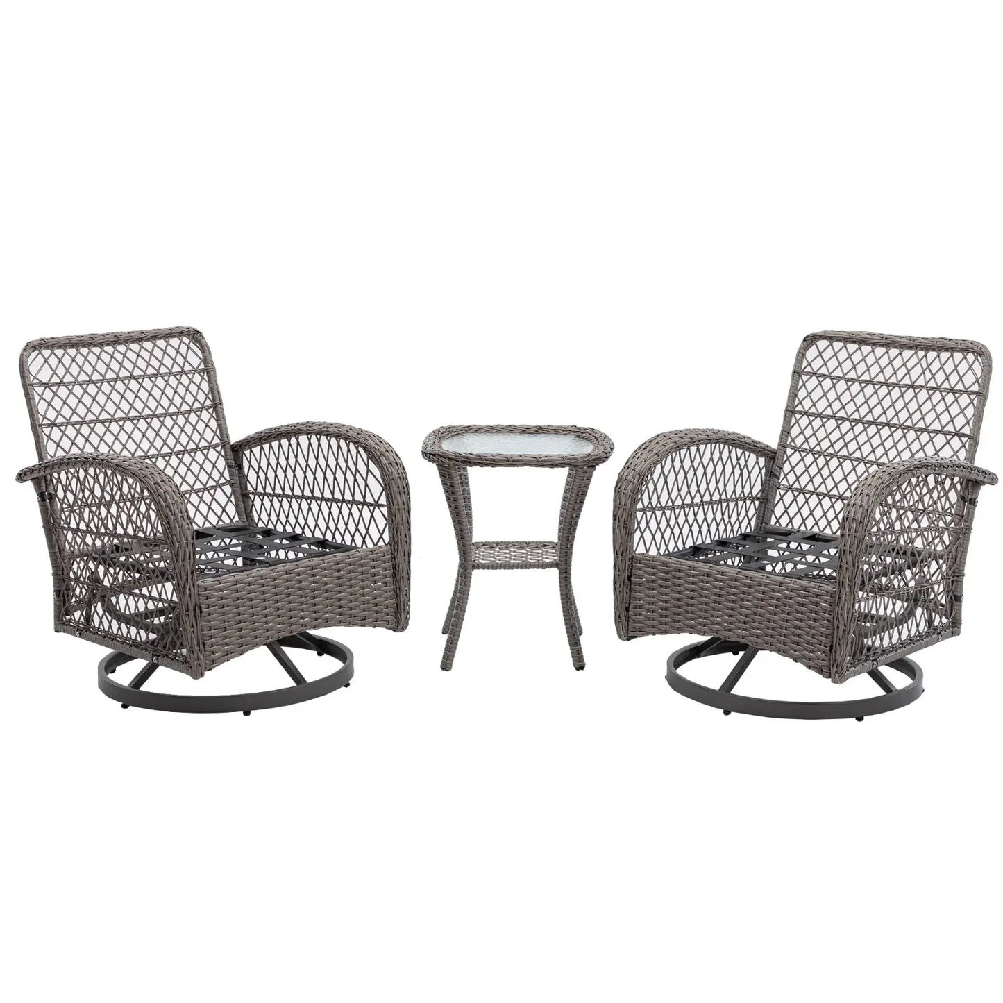 3pc Outdoor Swivel Rocker Patio Chairs 360 Rocking Set With Thick Cushions My Store