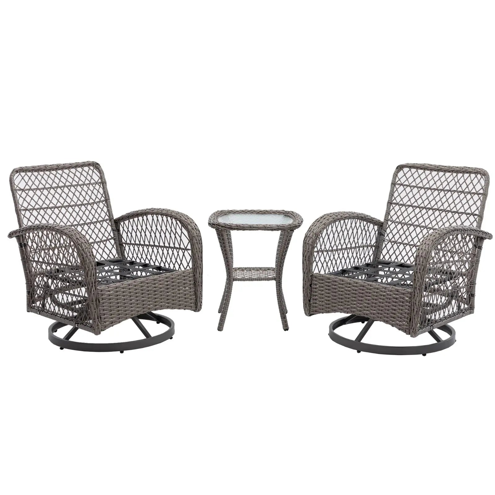 3pc Outdoor Swivel Rocker Patio Chairs 360  Rocking Set With Thick Cushions My Store