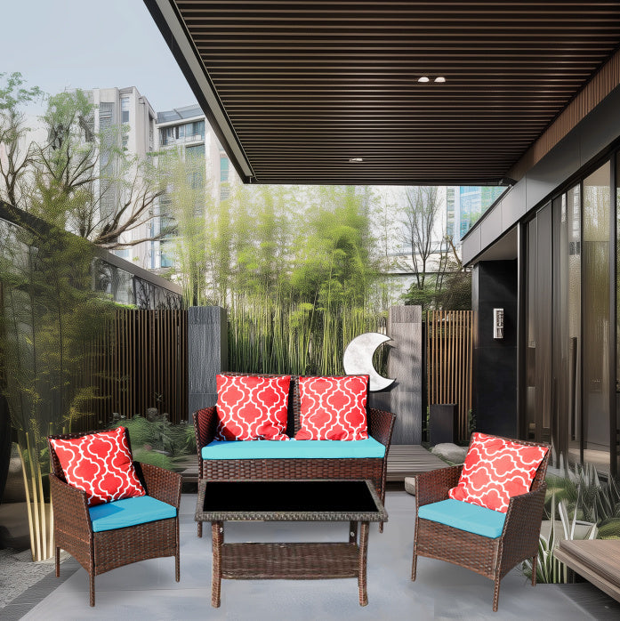 Outdoor Recreation, Courtyard Garden, Rattan Table And Chair Combination Inkedjoy
