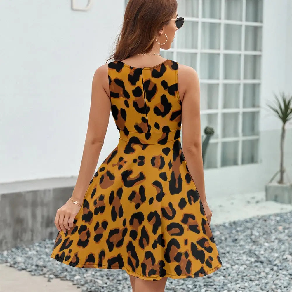 Ladies Sleeveless White Polka Dot Dress Inkedjoy