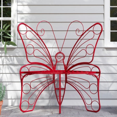 Modern Butterfly Cast Metal Garden Bench Inkedjoy