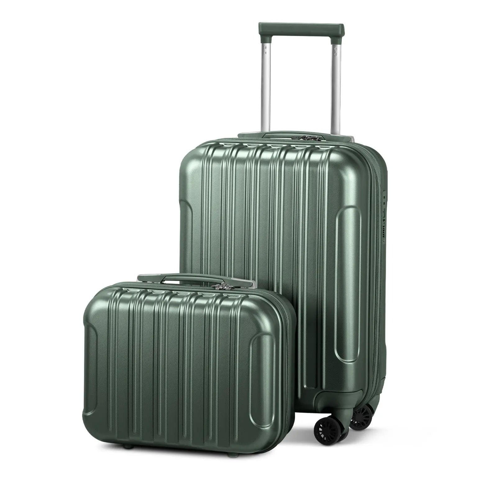 Vertical Pattern Two-piece Set 20 Inch Expandable With 14 Inch Suitcase Inkedjoy