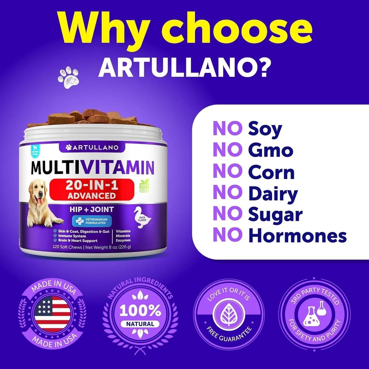 Dog Multivitamin Chewable With Glucosamine 20 In 1 Dog Vitamins And Supplements Senior & Puppy Multivitamin -120 Chews My Store