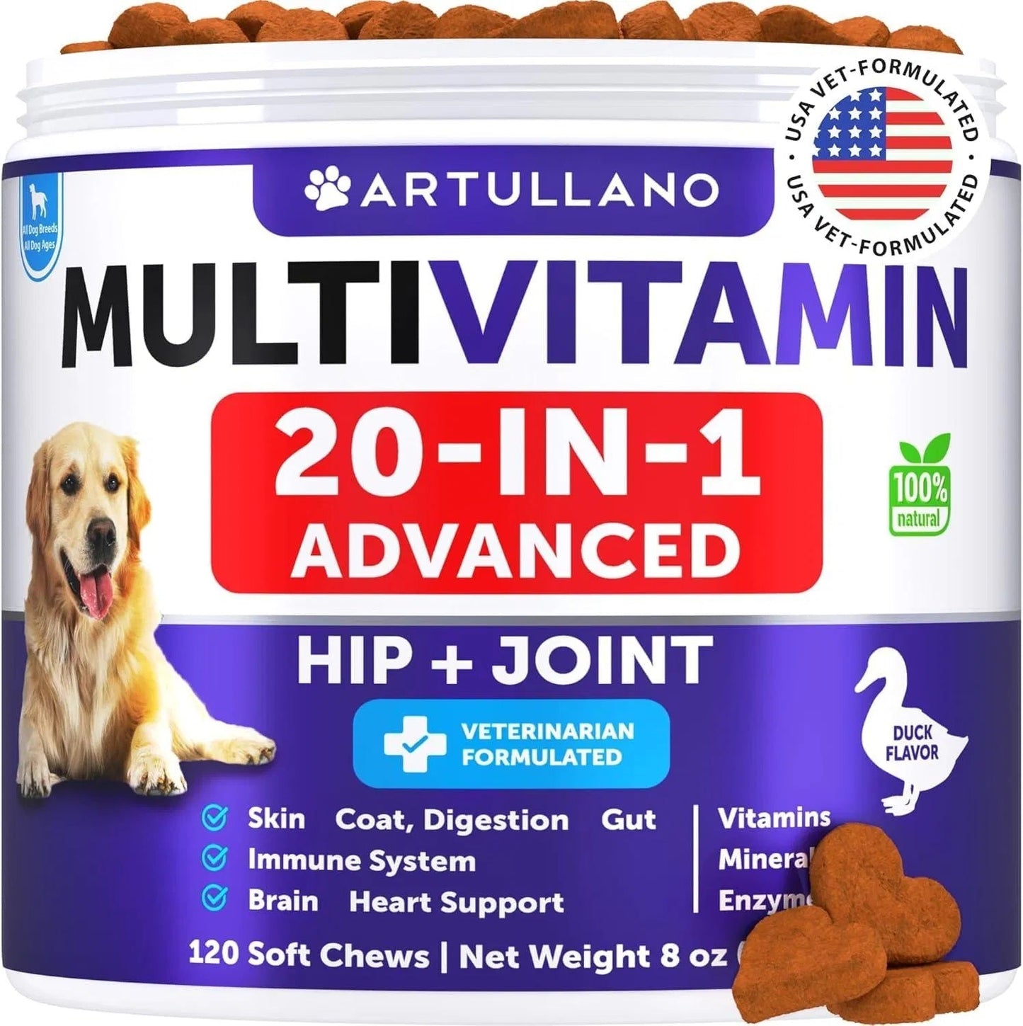 Dog Multivitamin Chewable With Glucosamine 20 In 1 Dog Vitamins And Supplements Senior & Puppy Multivitamin -120 Chews My Store