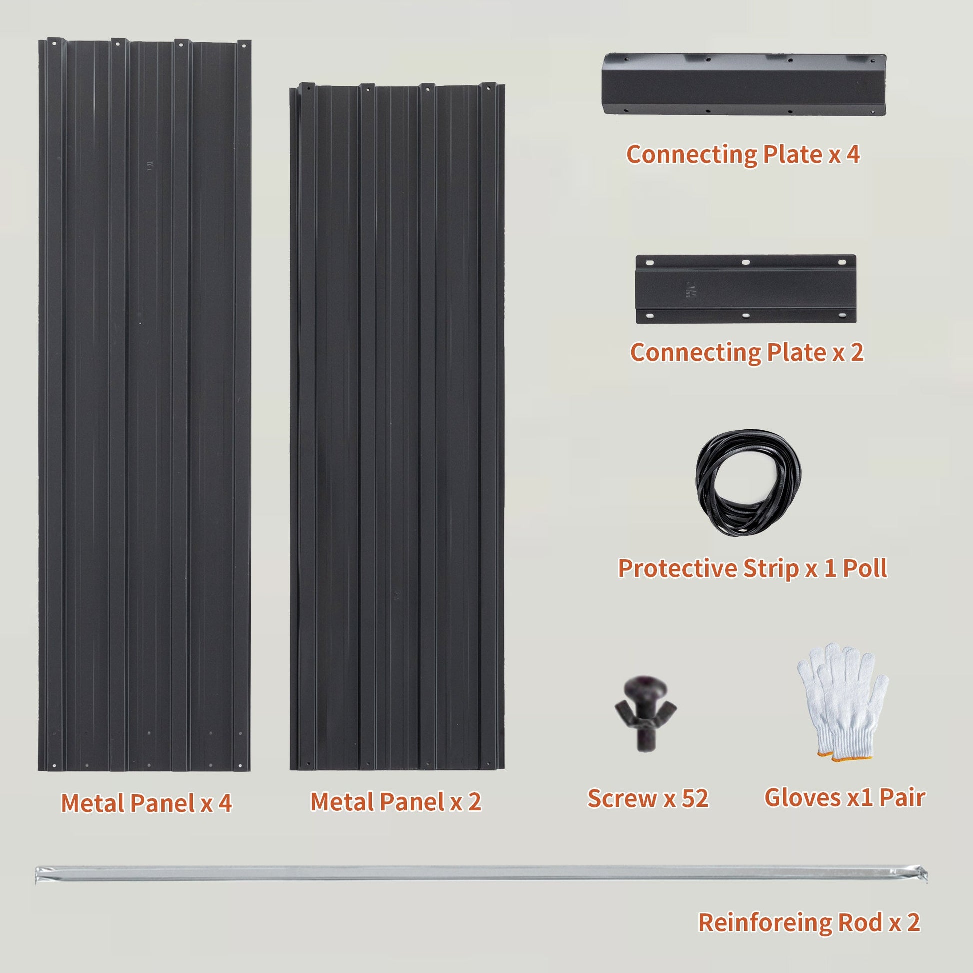 Outdoor Galvanized Raised Garden Bed Kit, Black Rectangle Planter Inkedjoy