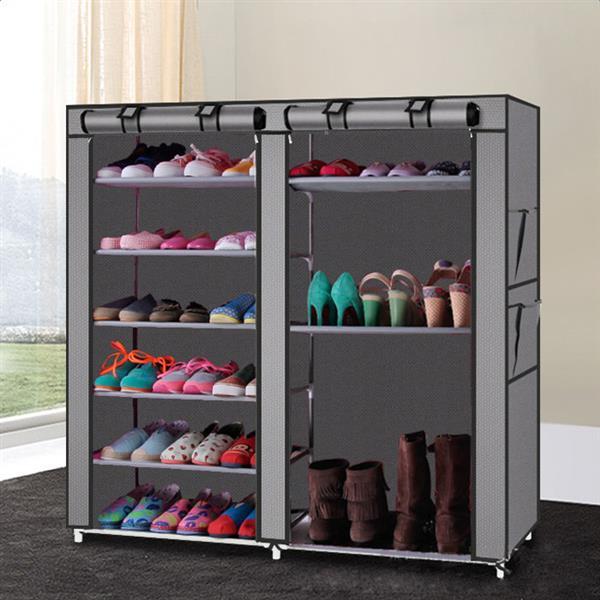 Double Row 9-grid Non-woven Shoe Cabinet Inkedjoy