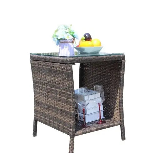 Outdoor Patio Furniture 1 Coffee Table With Clear Tempered Glass My Store
