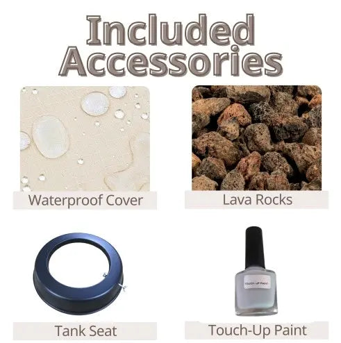 Outdoor Propane Fire Pit Table,Compact Streamlined Modern 24-inch,Round Graphite Base With Waterproof Cover,Free Lava Rocks My Store