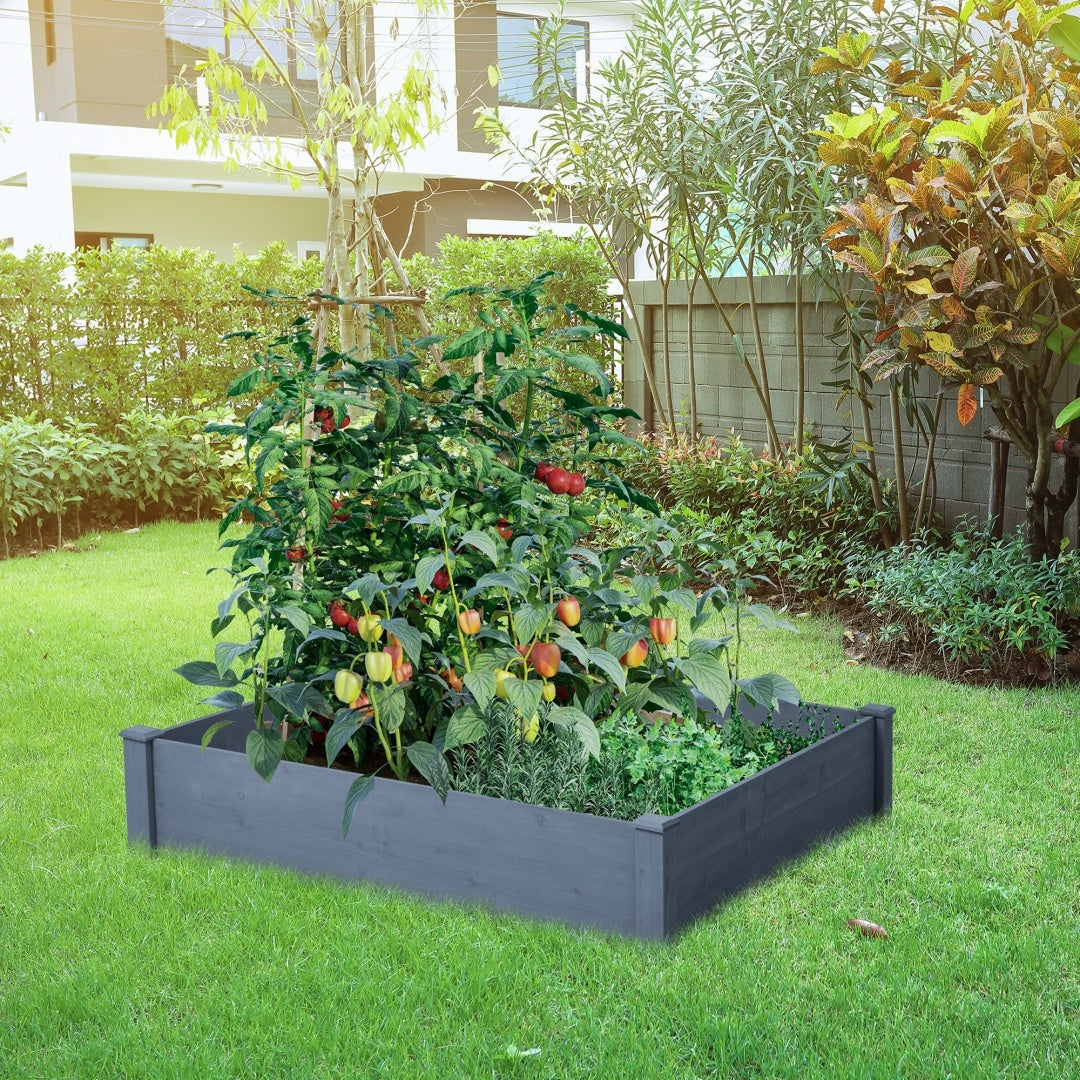 Raised Planting Bed, Outdoor Floor Standing Wooden Planting Box Inkedjoy