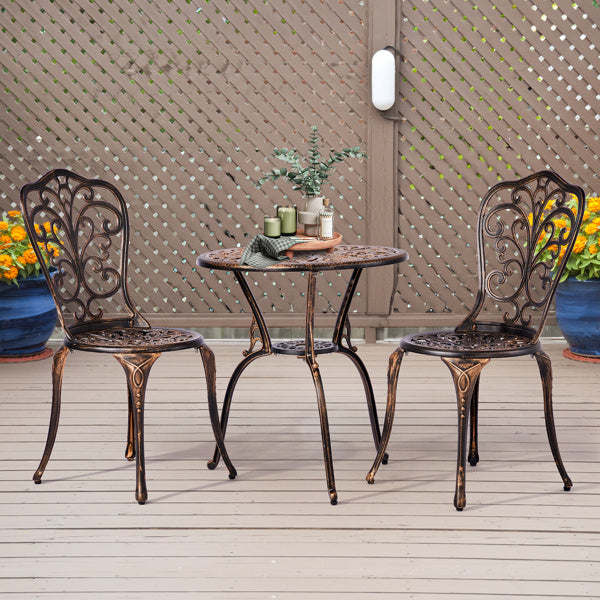 2pcs Single Chairs And 1pc Round Table Butterfly Shaped Antique Bronze Casting Set Inkedjoy