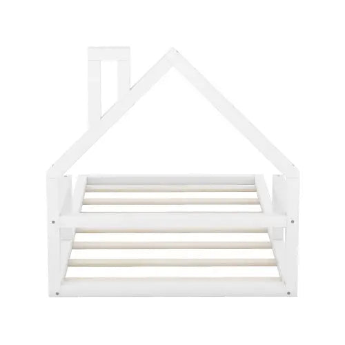Twin Size Wood Floor Bed With House-shaped Headboard My Store