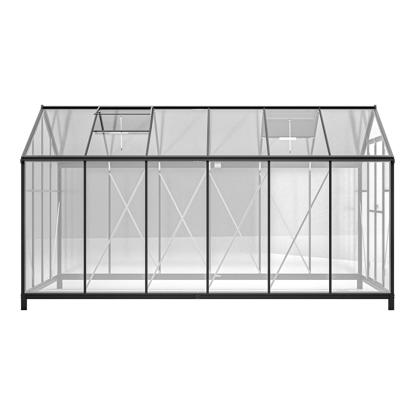 8' X 12' Heavy Duty Poly carbonate Greenhouse With Double Doors And Two Ventilation Windows Inkedjoy