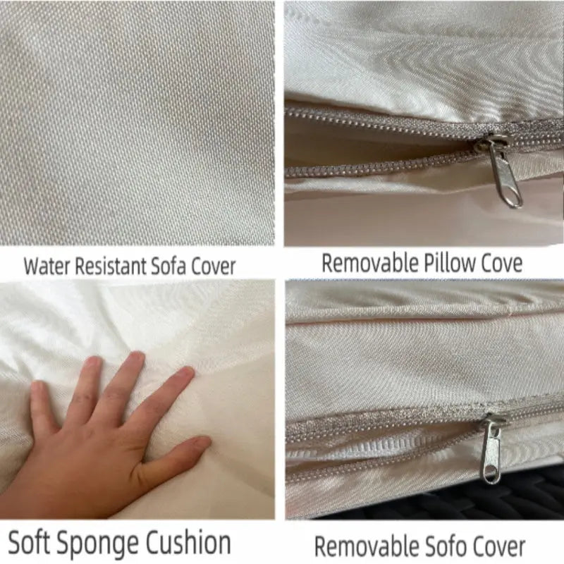 Seven-Piece Sofa Set Table With Sofa Chair Black PE Rattan With Color Cushion My Store