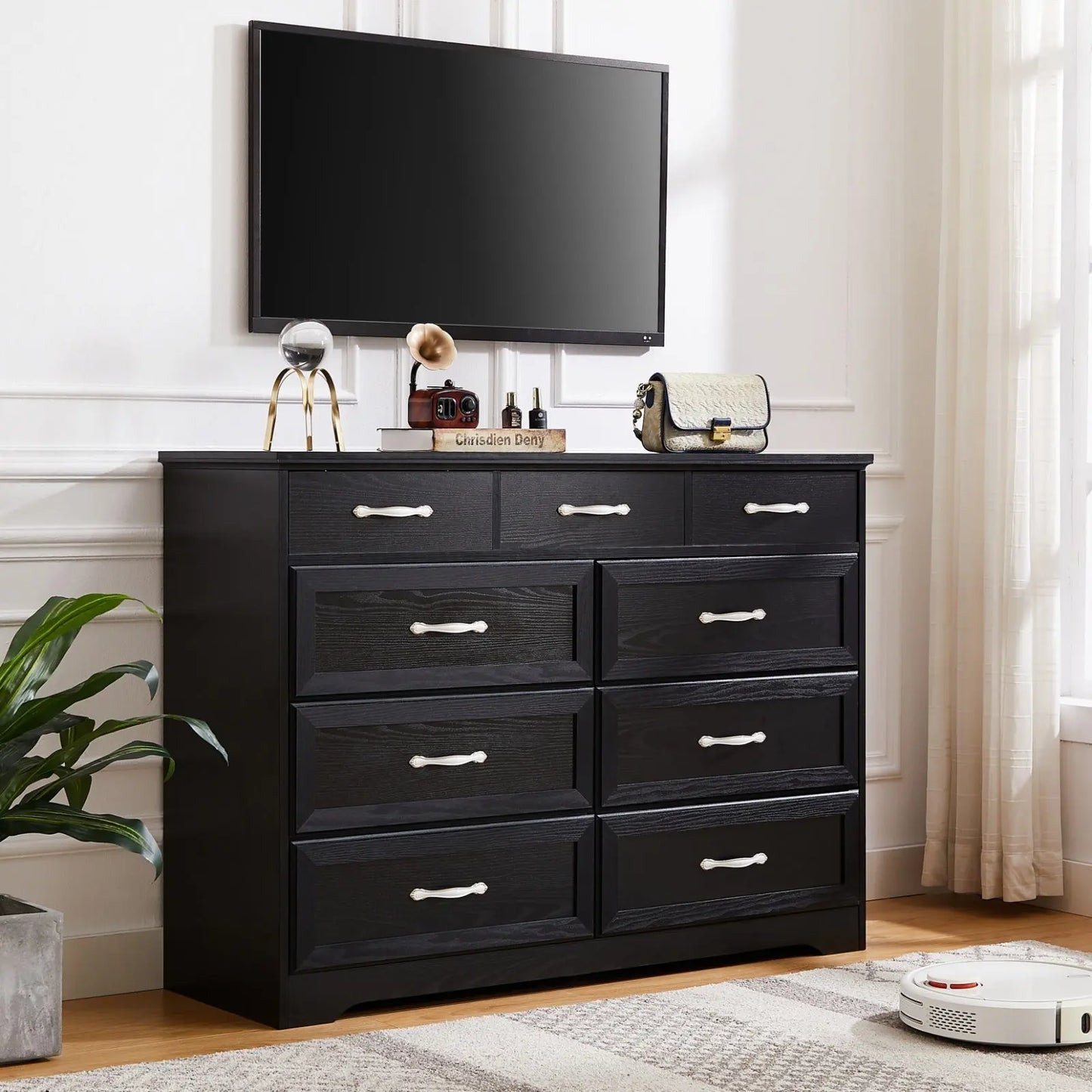 9 Drawer Long Dresser With Antique Handles My Store
