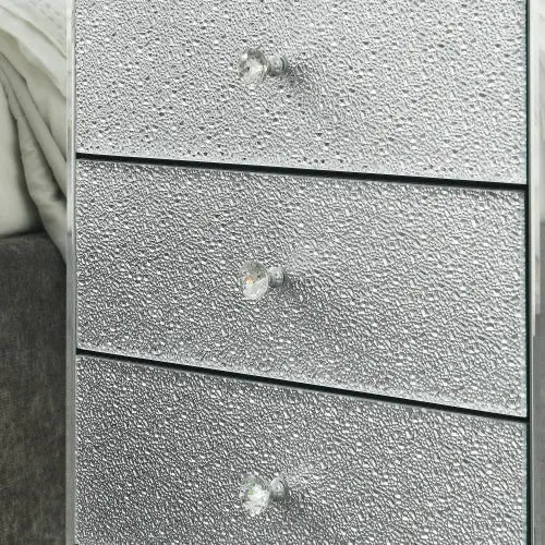 Elegant Mirror Three Drawer Cabinet, Drawer Inlaid With Diamond Glass Mirror Three Drawer Cabinet My Store