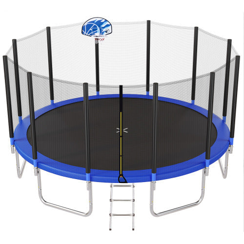 16FT Trampoline For Kids With Safety Enclosure Net, Basketball Hoop And Ladder My Store