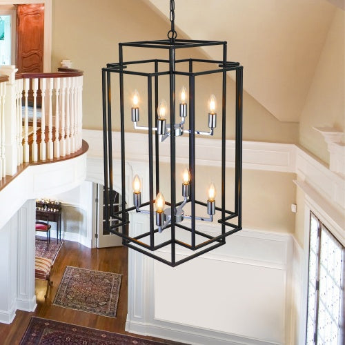 8 Lantern Tiered Chandeliers, Industrial Farmhouse Chandeliers Inkedjoy