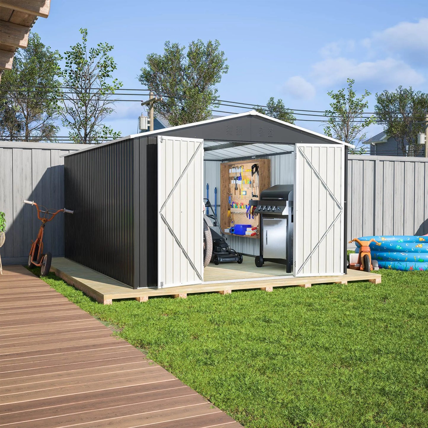 Outdoor Storage Shed 10x12 FT- Black My Store