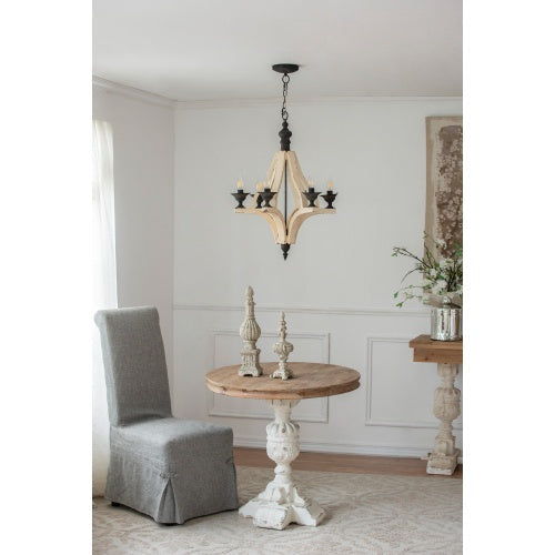 6 - Light Wood Chandelier With Adjustable Chain For Kitchen, Dining Hall Entrance My Store