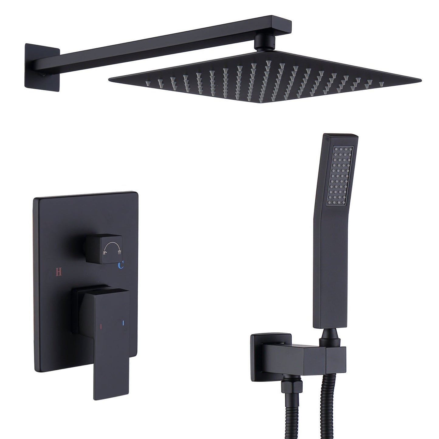 Shower System Shower Faucet Combo Set Wall Mounted With 10" Rainfall Shower Head And Handheld Inkedjoy