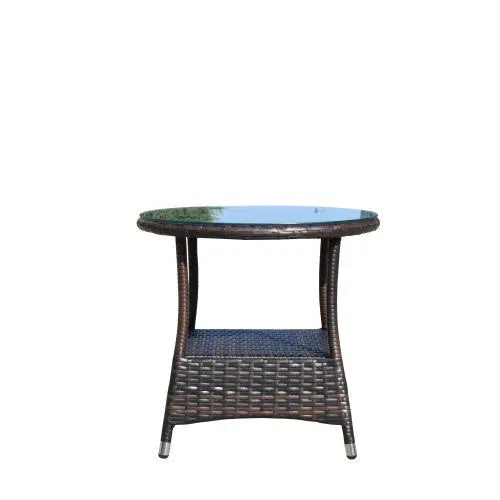 Outdoor Patio Furniture 1 Round Coffee Table With Clear Tempered Glass My Store
