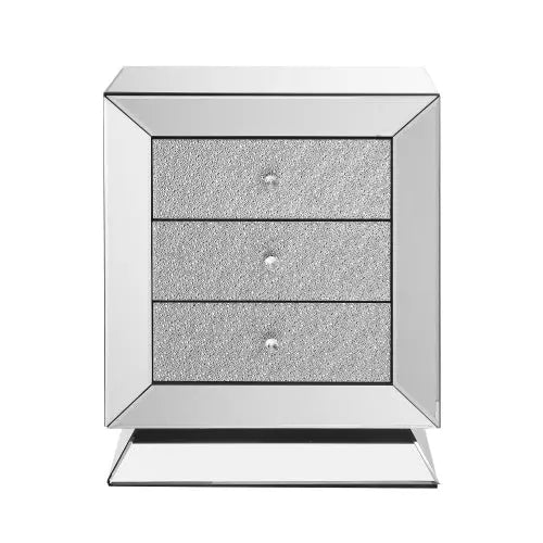 Elegant Mirror Three Drawer Cabinet, Drawer Inlaid With Diamond Glass Mirror Three Drawer Cabinet My Store