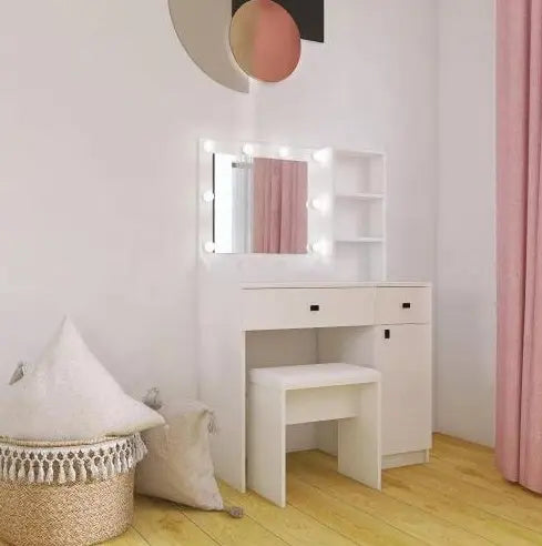 Vanity Desk With Lights With Large Drawers My Store