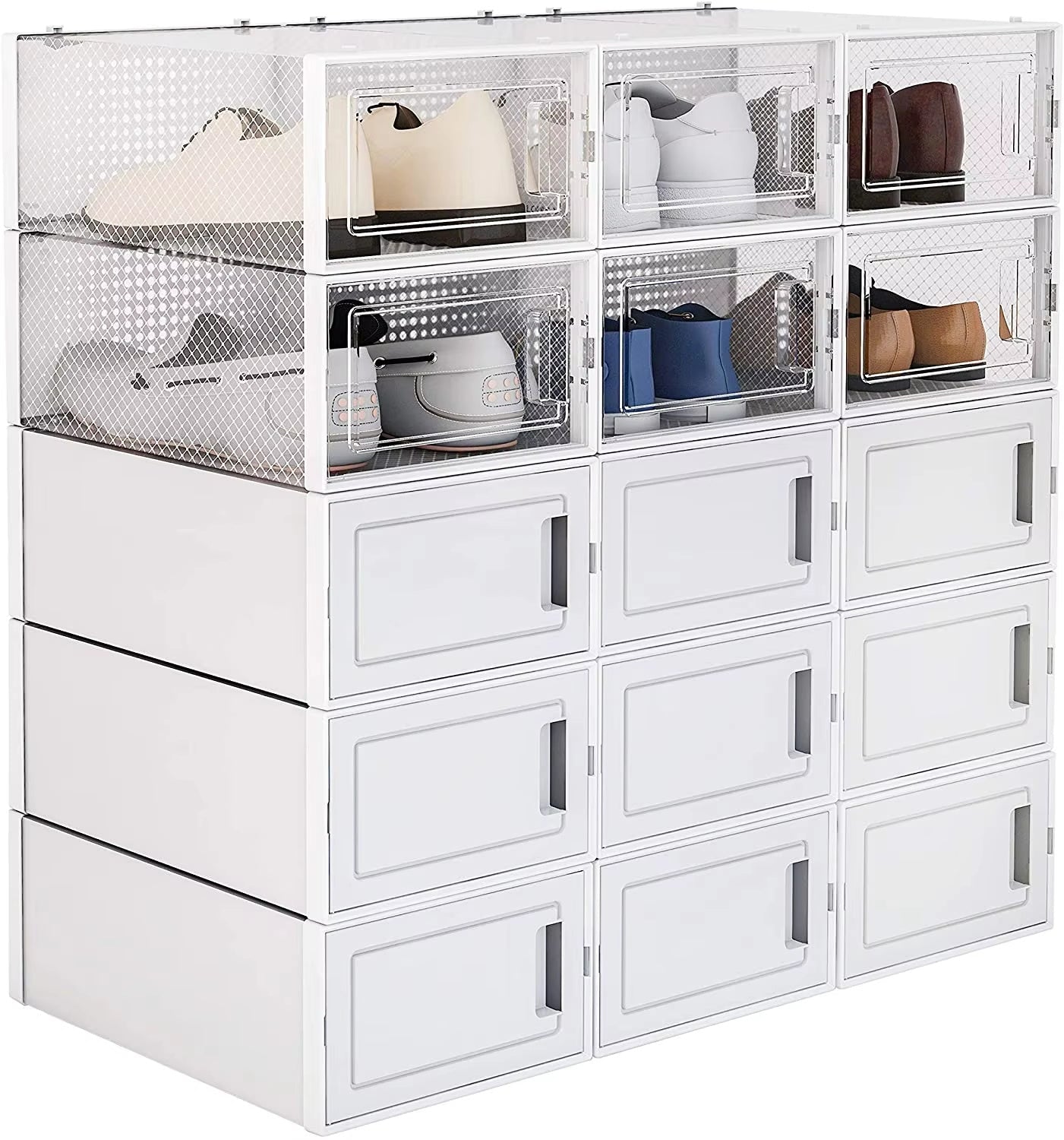 15 Pack Foldable Shoe Box Storage Containers Inkedjoy