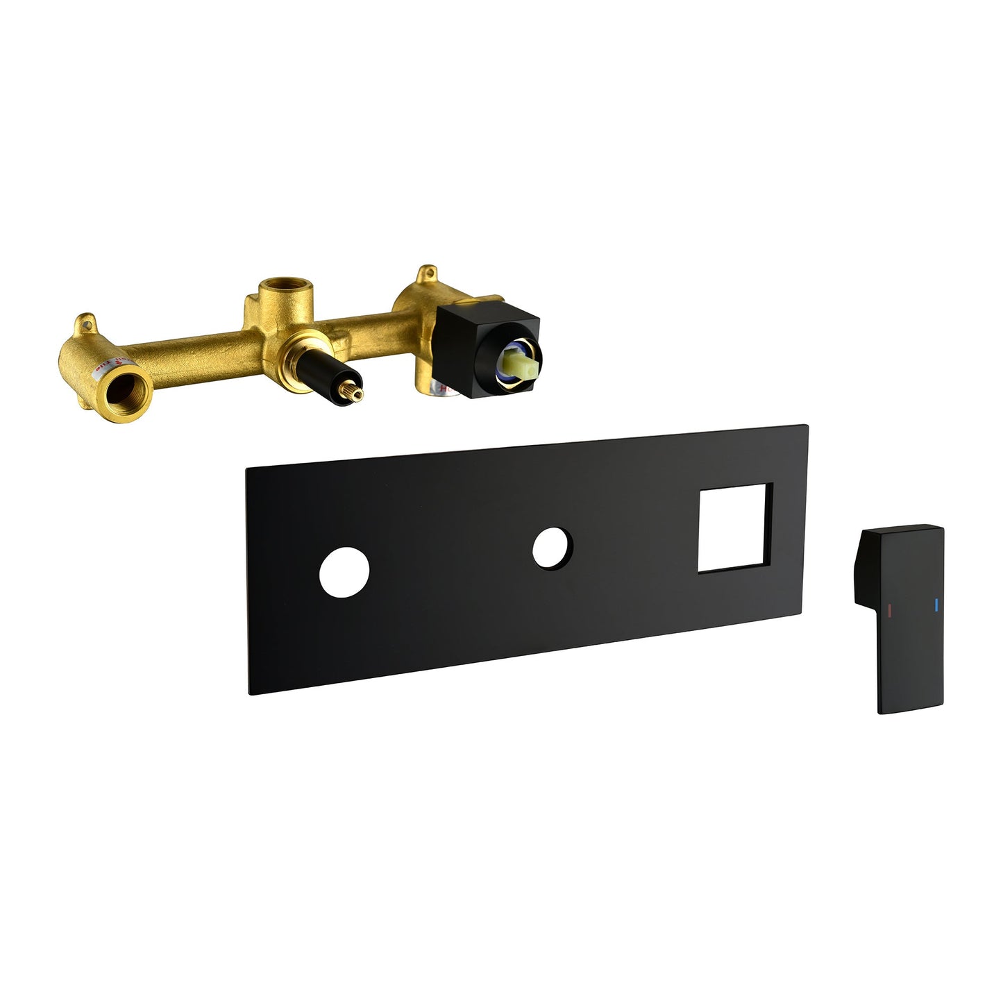 Brass Matte Black Shower Faucet With Shower System, 10 Inch Shower Head And Handheld Spray Inkedjoy