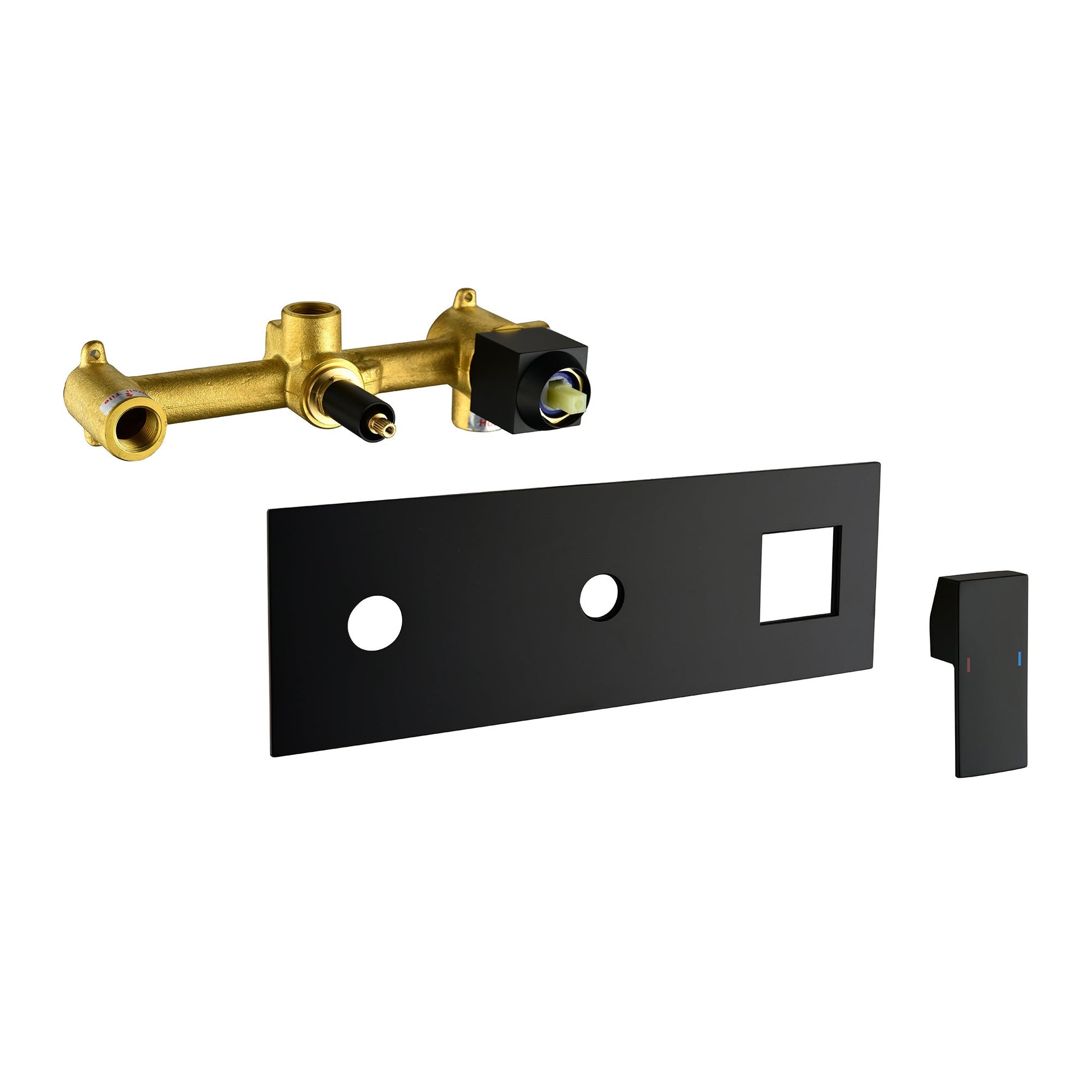 Brass Matte Black Shower Faucet With Shower System, 10 Inch Shower Head And Handheld Spray Inkedjoy
