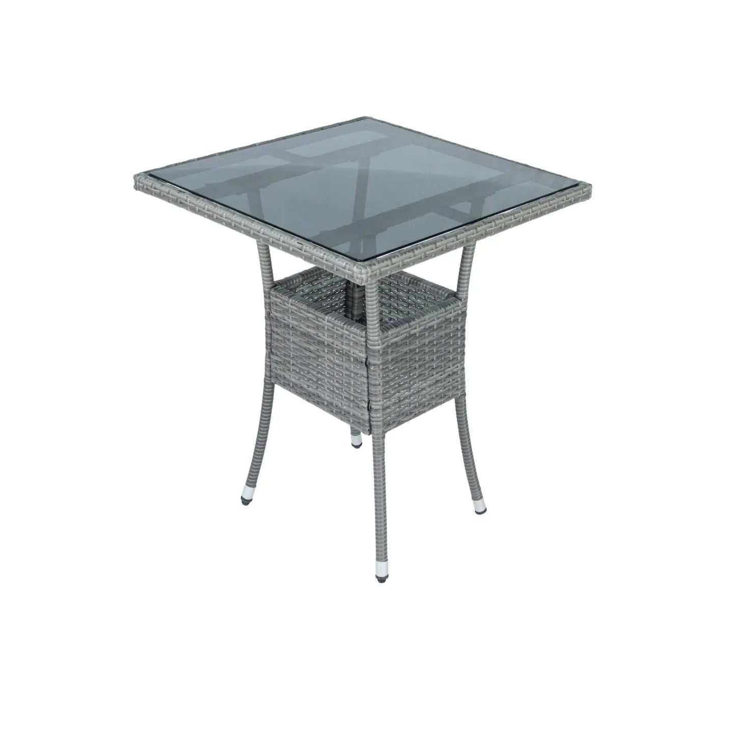 3 Piece Patio Wicker Conversation Set Grey Wicker  White Cushion My Store