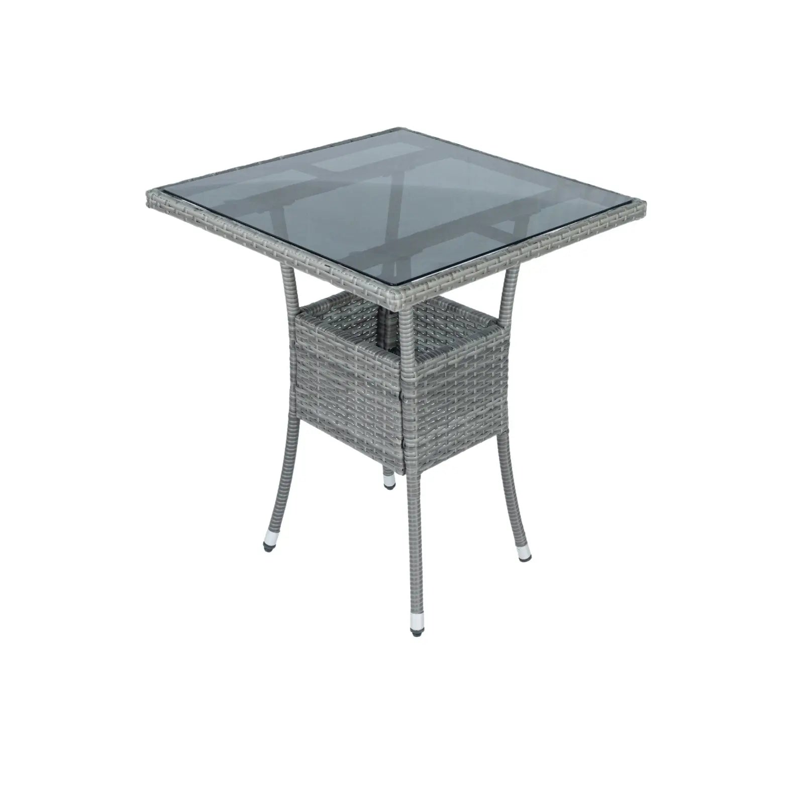 3 Piece Patio Wicker Conversation Set Grey Wicker  White Cushion My Store