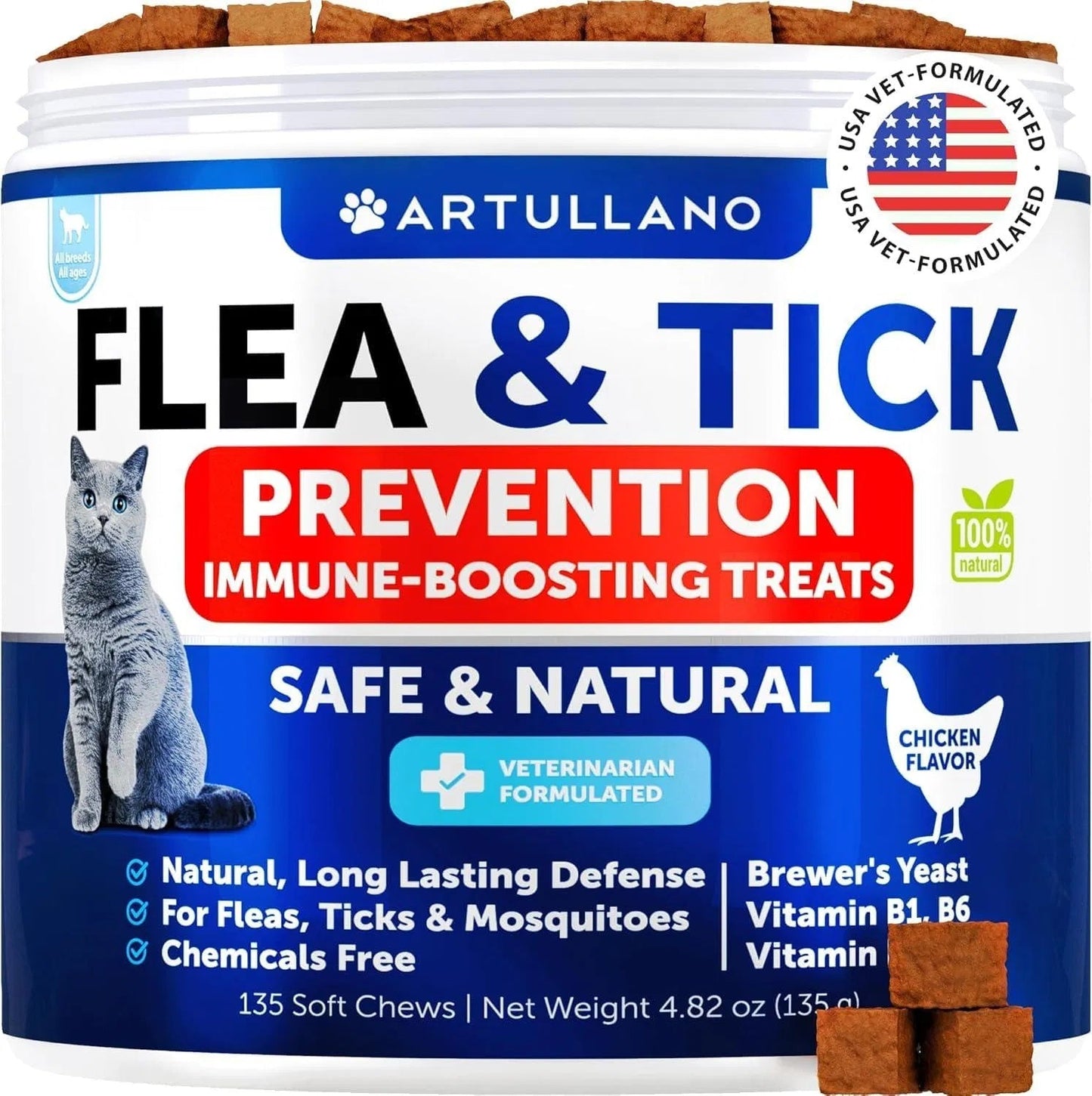 Flea Treatment For Cats Natural Flea And Tick Prevention Supplement For Cats Kittens Chewable Daily Oral Pills With Vitamins -135 Soft Chews My Store