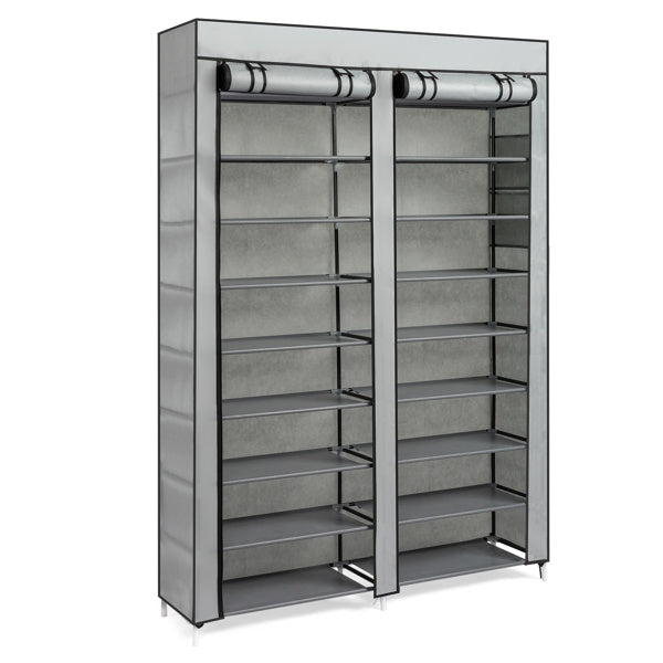 Double Row 10-ply Non-woven Shoe Cabinet,Grey Inkedjoy