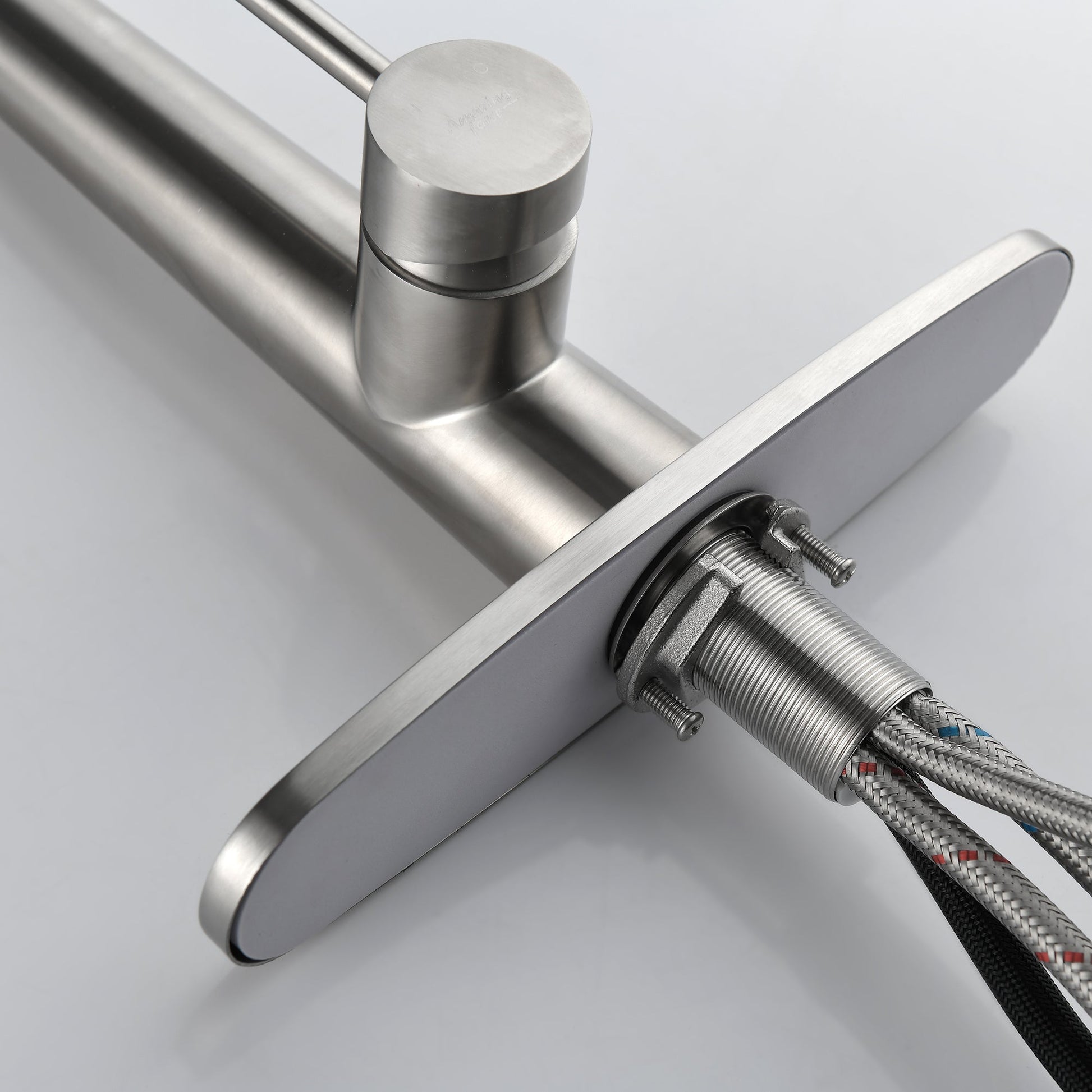 High Curvature Single Handle Kitchen Sink Faucet With Deck Modern- Stainless Steel Ohberri