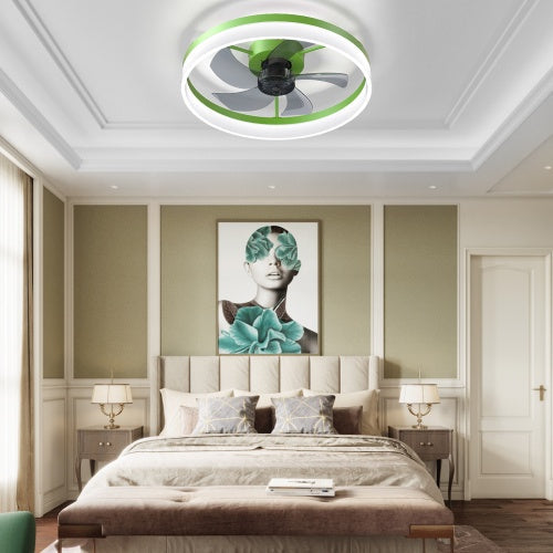 Ceiling Fan With Light Dimmable LED Recessed Mount Slim Modern Ceiling Fan My Store