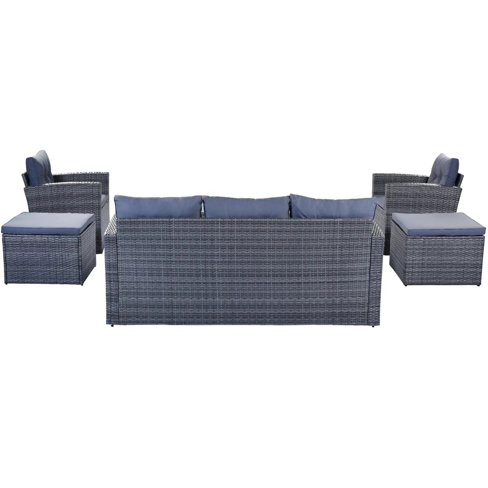 6-Piece All-Weather Wicker PE Rattan Patio Dining Set With Coffee Table My Store