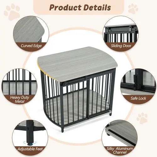 31.5 Furniture Style Dog Crate For Small And Medium Dogs, Wooden Cage Indoor Kennel Furniture, Modern Dog Crate End Table With Double-Doors My Store