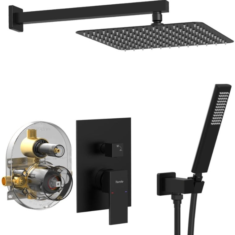 Matte Black 12 Inch Rain Shower Head And Handheld Inkedjoy