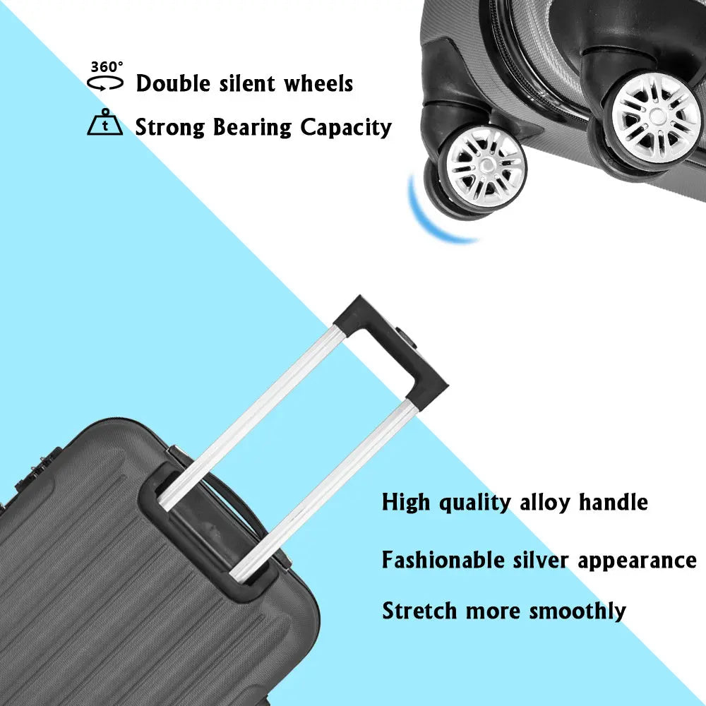 3-in-1 Swivel Wheel With Handle Trolley Case  - Dark Gray Inkedjoy