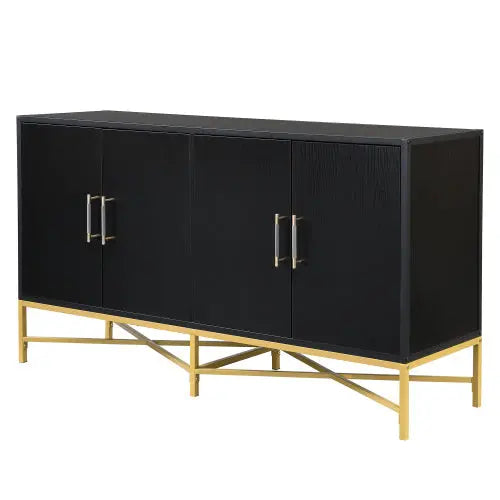 Four Door Cabinet With Metal And Crossed Leg Design My Store